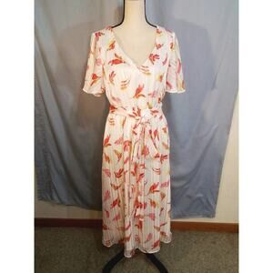 Anne Klein white belted dress with pink flowers